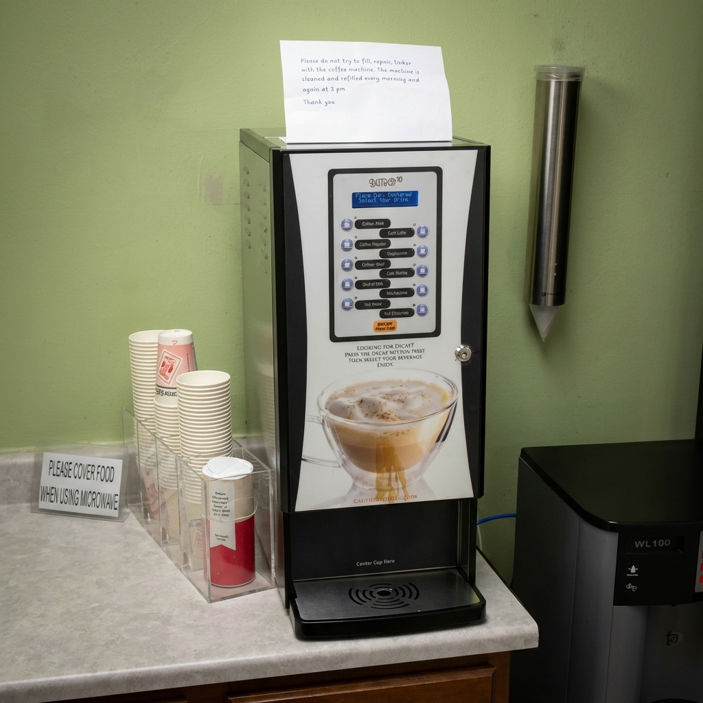 Office coffee station and breakroom setup