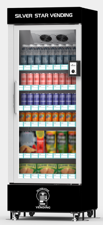 Single smart AI cooler in an office breakroom