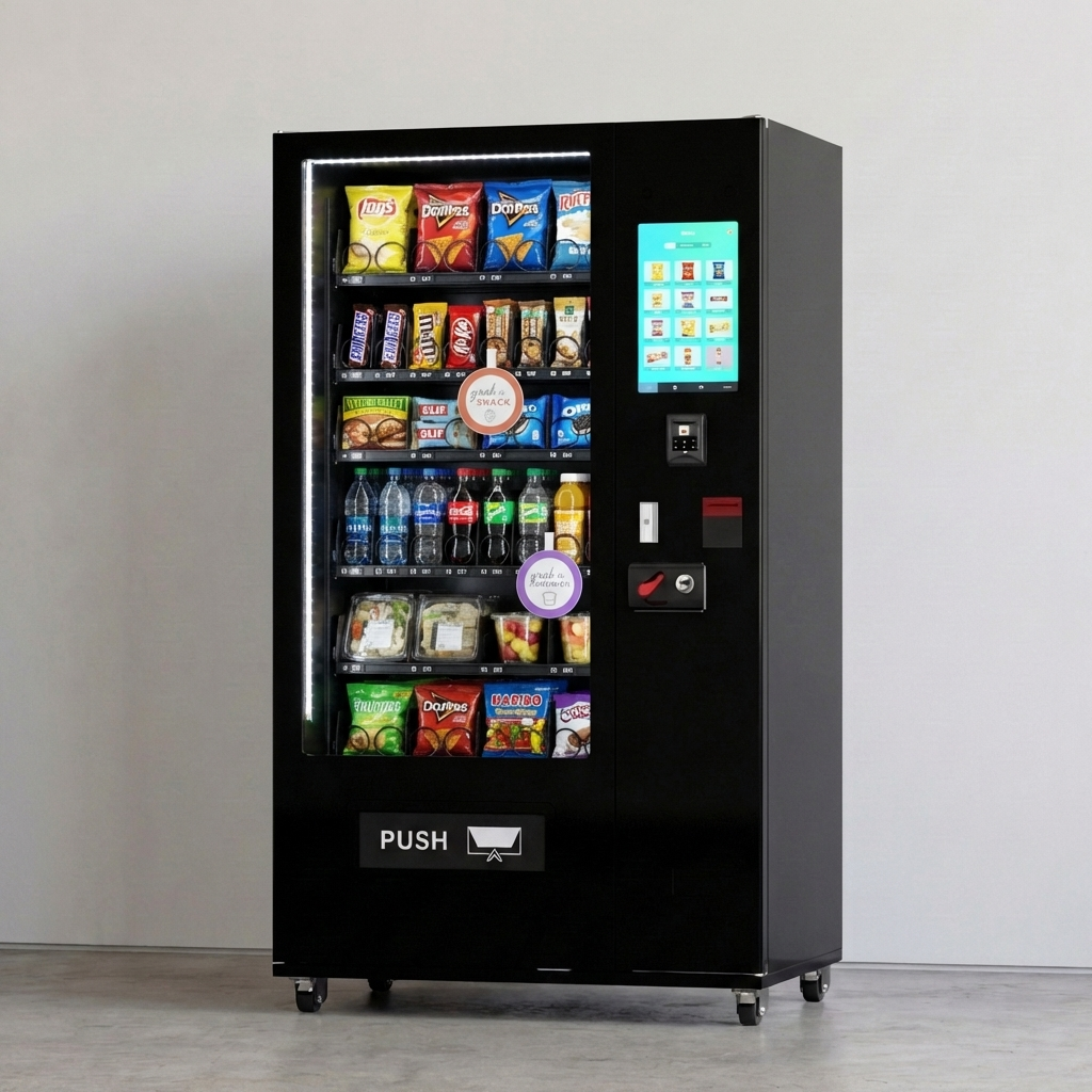 Front angle view of single smart vending machine