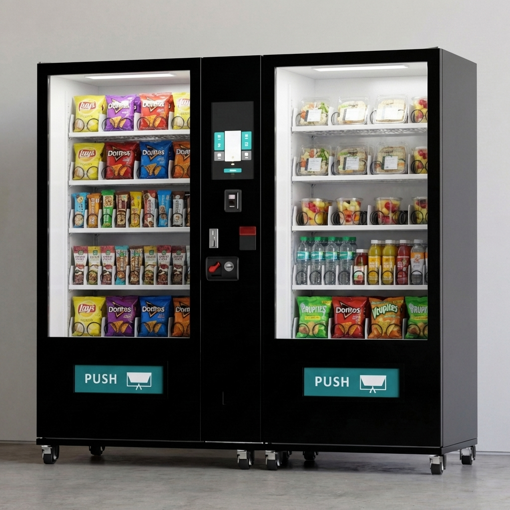 Front angle view of wide smart vending machine